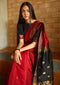 Handwoven Silk Cotton Red Maheshwari  Saree
